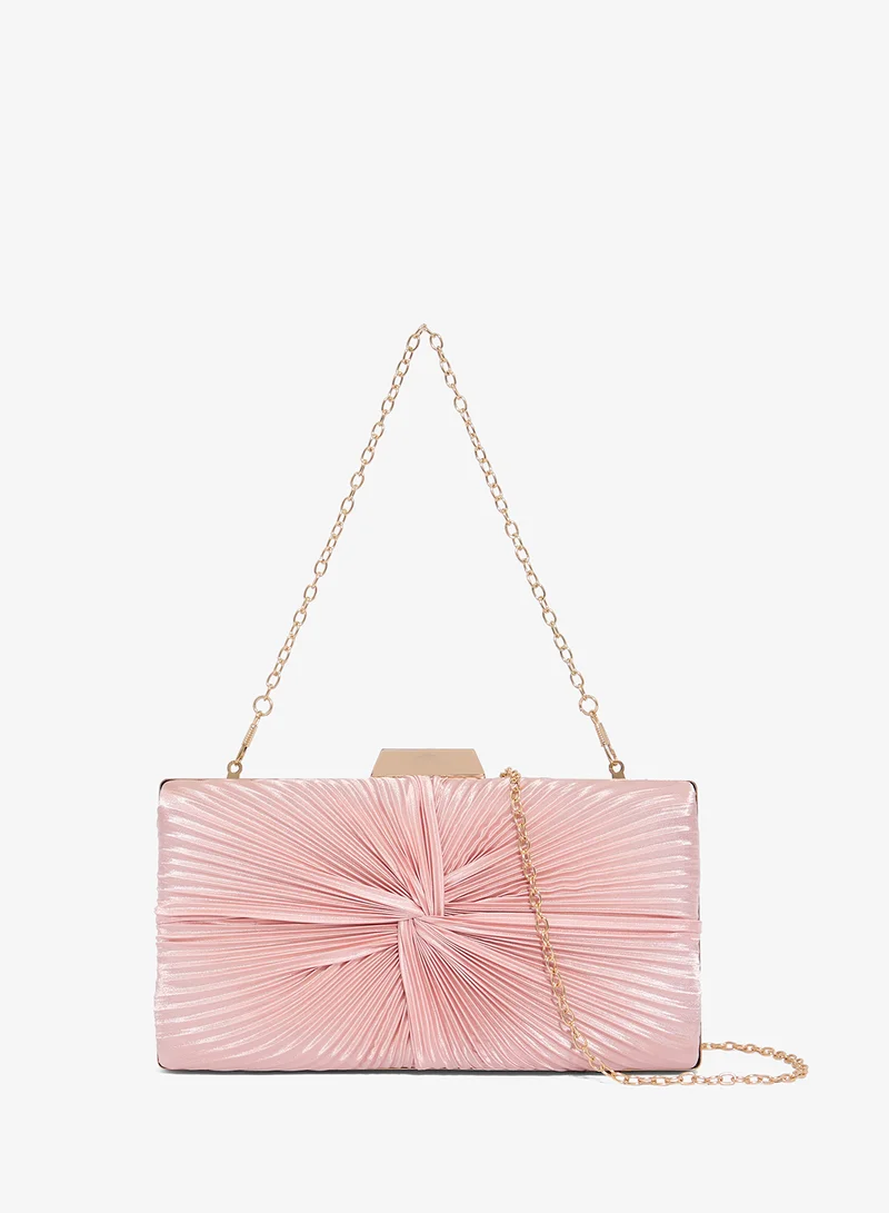 Textured Clutch With Gold Accent